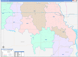 Morton County, ND Wall Map Color Cast Style 2026