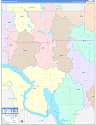 Mountrail County, ND Wall Map Color Cast Style 2026
