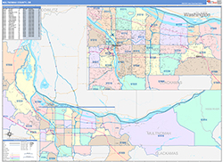 Multnomah County, OR Wall Map Color Cast Style 2026