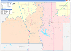 Murray County, OK Wall Map Color Cast Style 2026