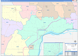 Muscatine County, IA Wall Map Color Cast Style 2026