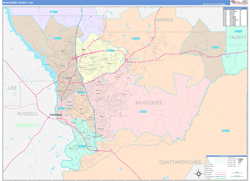 Muscogee County, GA Wall Map Color Cast Style 2024