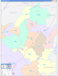 Nelson County, VA Wall Map Color Cast Style 2024