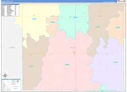 Ness County, KS Wall Map Color Cast Style 2024