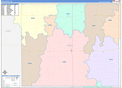 Ness County, KS Wall Map Color Cast Style 2026