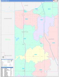 Newton County, IN Wall Map Color Cast Style 2024