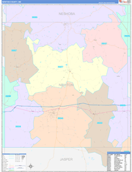 Newton County, MS Wall Map Color Cast Style 2024