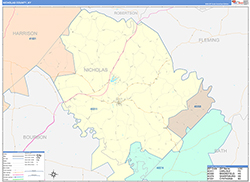 Nicholas County, KY Wall Map Color Cast Style 2026