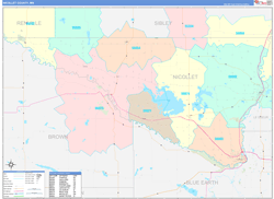 Nicollet County, MN Wall Map Color Cast Style 2024