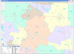 Noble County, IN Wall Map Color Cast Style 2024