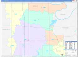 Noble County, OK Wall Map Color Cast Style 2024