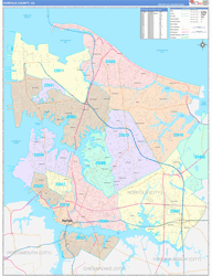 Norfolk County, VA Wall Map Color Cast Style 2024