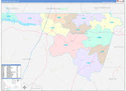 Northampton County, NC Wall Map Color Cast Style 2024