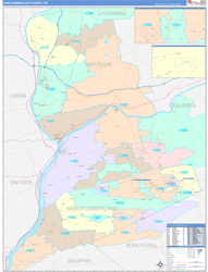 NorthumberlandCounty, PA Wall Map Color Cast Style 2024