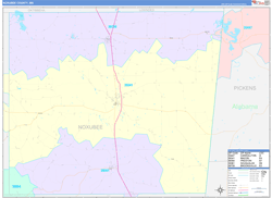 Noxubee County, MS Wall Map Color Cast Style 2024