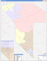 Nye County, NV Wall Map Color Cast Style 2024