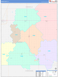 O'Brien County, IA Wall Map Color Cast Style 2024