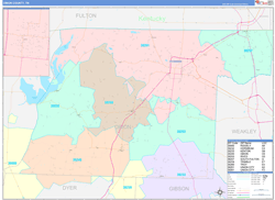 Obion County, TN Wall Map Color Cast Style 2024