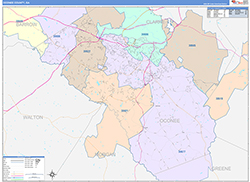 Oconee County, GA Wall Map Color Cast Style 2026