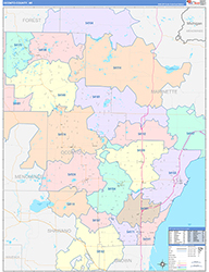 Oconto County, WI Wall Map Color Cast Style 2026