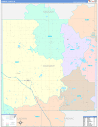 Ogemaw County, MI Wall Map Color Cast Style 2024