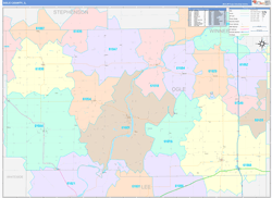 Ogle County, IL Wall Map Color Cast Style 2024
