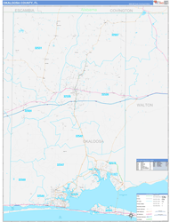 Okaloosa County, FL Wall Map Color Cast Style 2024