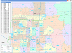 Oklahoma County, OK Wall Map Color Cast Style 2024