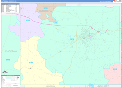 Oktibbeha County, MS Wall Map Color Cast Style 2024