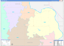 Oliver County, ND Wall Map Color Cast Style 2023