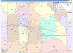 Olmsted County, MN Wall Map Color Cast Style 2026