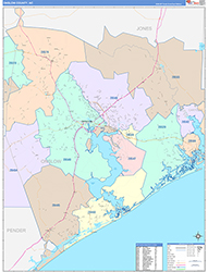 Onslow County, NC Wall Map Color Cast Style 2026