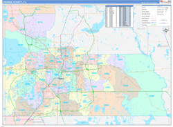 Orange County, FL Zip Code Maps (Color Cast Style)