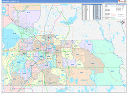Orange County, FL Wall Map Color Cast Style 2026