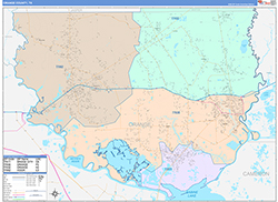 Orange County, TX Wall Map Color Cast Style 2026