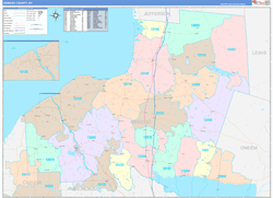 Oswego County, NY Wall Map Color Cast Style 2024