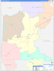 Ouachita County, AR Wall Map Color Cast Style 2024
