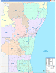 Ozaukee County, WI Wall Map Color Cast Style 2026