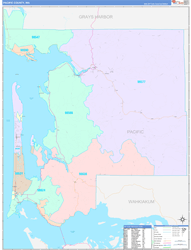Pacific County, WA Wall Map Color Cast Style 2024