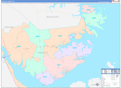 Pamlico County, NC Wall Map Color Cast Style 2024