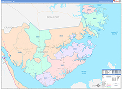 Pamlico County, NC Wall Map Color Cast Style 2026