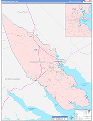 Pasquotank County, NC Wall Map Color Cast Style 2026
