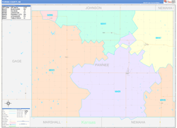 Pawnee County, NE Wall Map Color Cast Style 2024