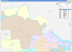 Pawnee County, OK Wall Map Color Cast Style 2024