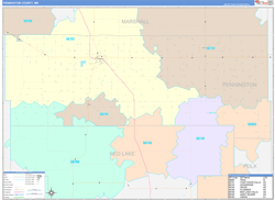 Pennington County, MN Wall Map Color Cast Style 2024