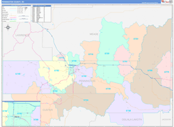 Pennington County, SD Wall Map Color Cast Style 2024