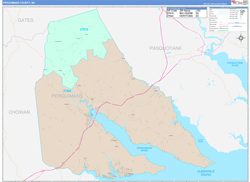 Perquimans County, NC Wall Map Color Cast Style 2024
