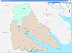 Perquimans County, NC Wall Map Color Cast Style 2026