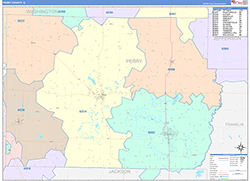 Perry County, IL Wall Map Color Cast Style 2026