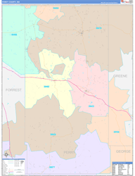 Perry County, MS Wall Map Color Cast Style 2024
